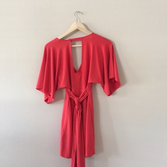 Express Coral Deep Plunge Kimono Romper size xs - Picture 3 of 5